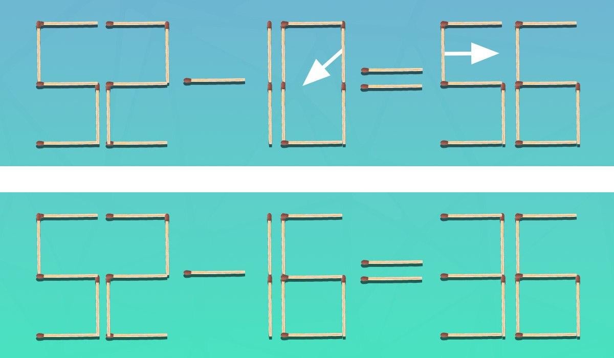 Een heel moeilijke puzzel: je hoeft maar 2 lucifers te verplaatsen om de gelijkheid correct te maken